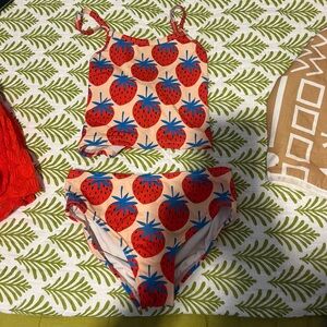 Hanna Andersson Red and Blue Strawberry Swimsuit